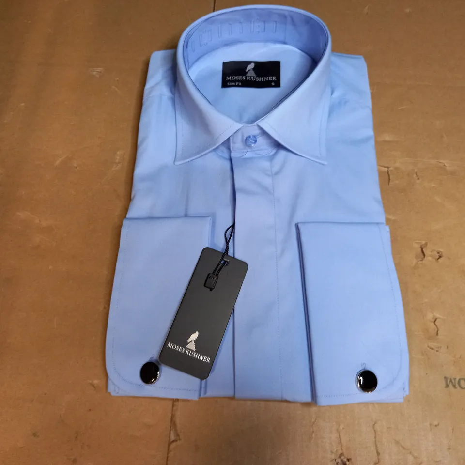 MOSES KUSHNER LOT OF 5 LONG SLEEVE SLIM FIT BUTTONED BLUE SHIRTS - SMALL
