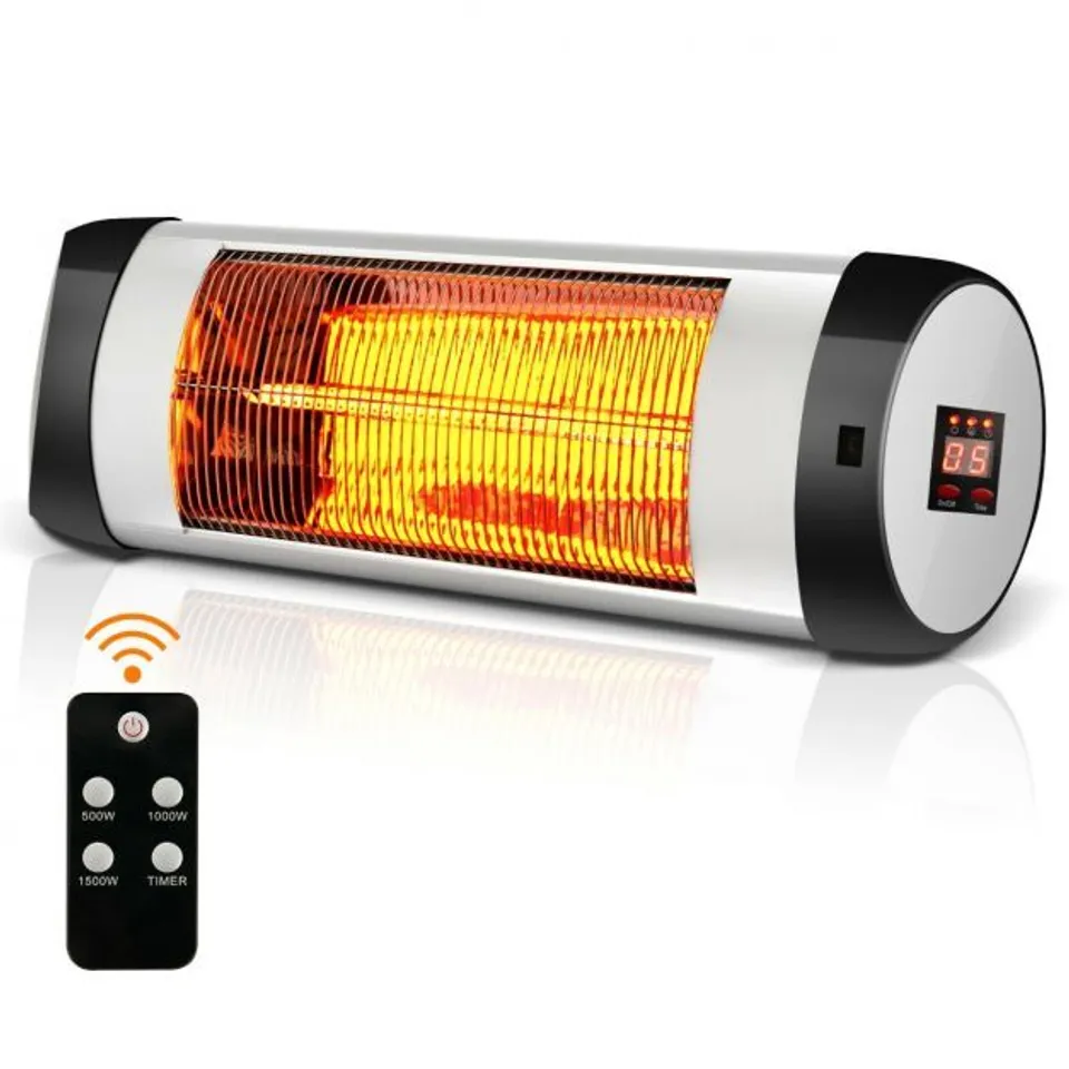 BOXED WALL MOUNTED GARDEN PATIO 1500W ELECTRIC INFRARED HEATER WITH LED DISPLAY AND TIMER