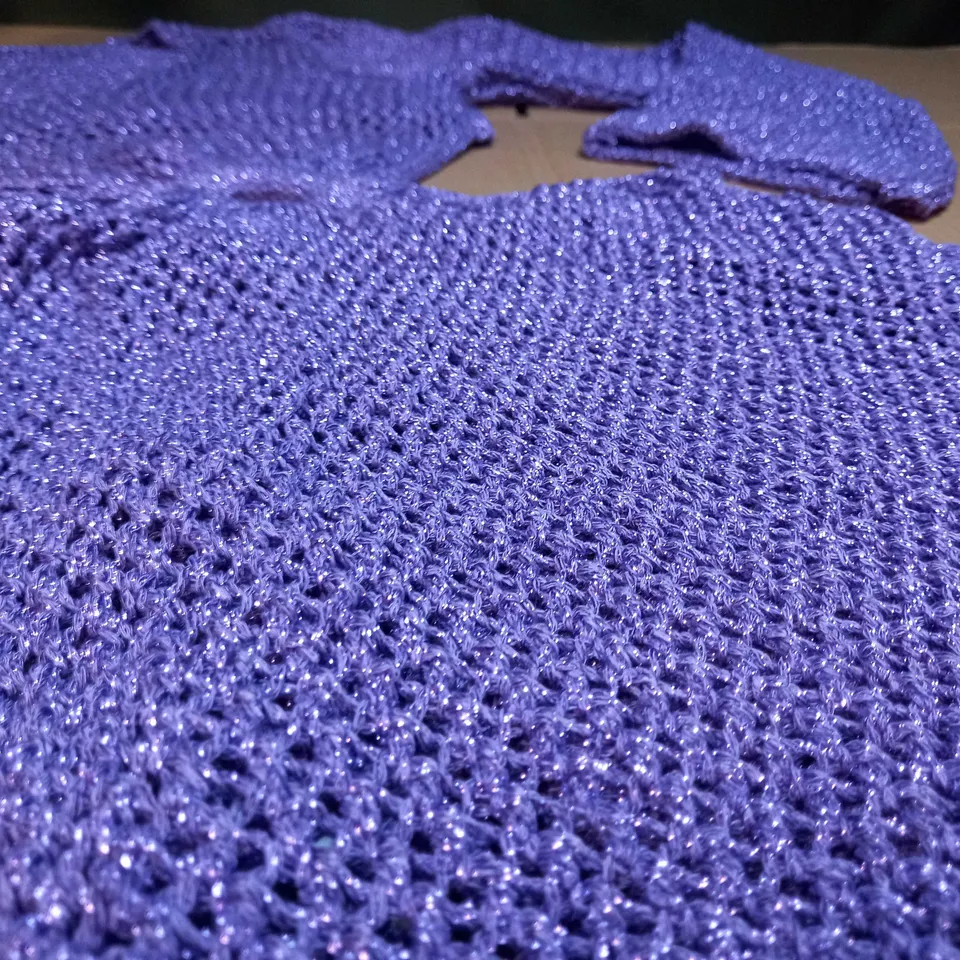 DESIGNER PURPLE METALIC KNIT CUT OUT MINI DRESS 