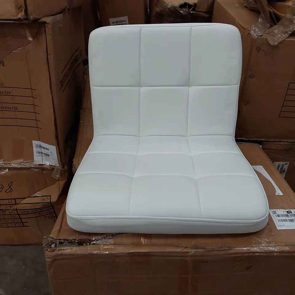 BOXED PAIR OF CREAM FAUX LEATHER SWIVEL CHAIRS (1 BOX)