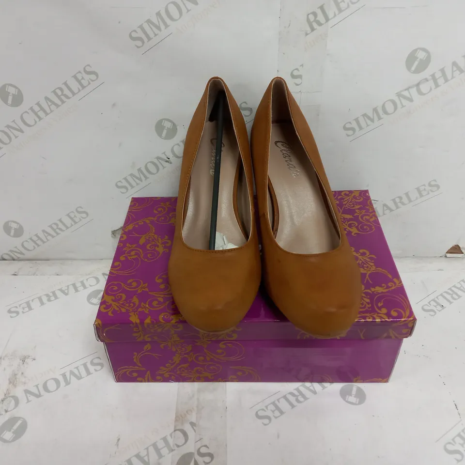 6 BOXED PAIRS OF CLARA'S HIGH HEEL SHOES IN BROWN VARIOUS SIZES TO INCLUDE SIZES 36, 38, 39