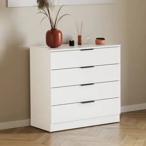 BOXED TREGA 4 DRAWER CHEST - WHITE (1 BOX)