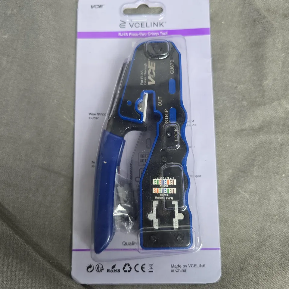 VCELINK RJ45 Pass-Through Crimp Tool – Sealed in Packaging