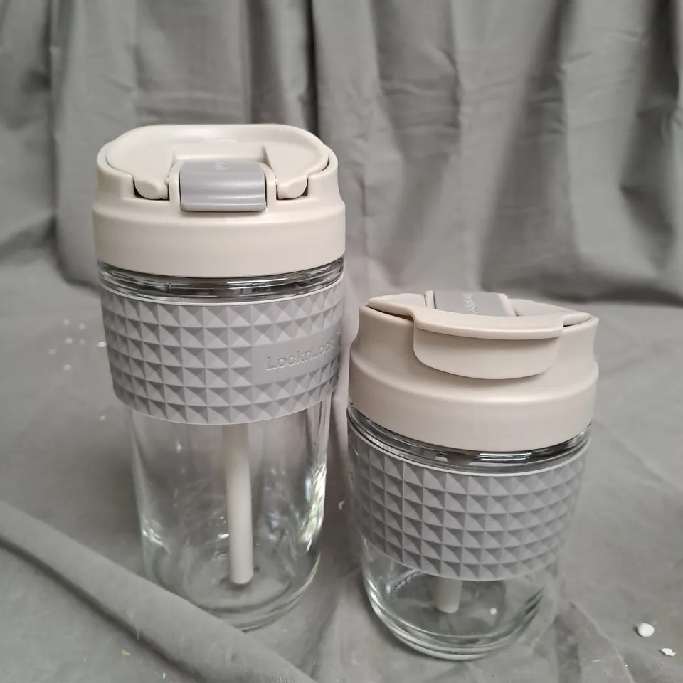 BOXED LOCK & LOCK SET OF 2 GLASS MUGS WITH SILICONE HANDLE 350ML & 500ML