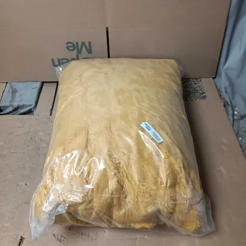 SERENITY NIGHT LUXURY FAUX FUR DOUBLE LAYER COZY BLANKET MUSTARD