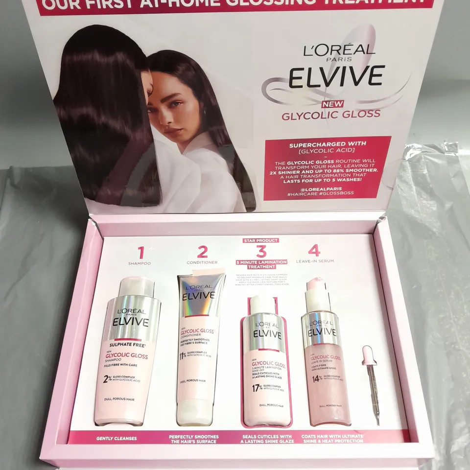 BOXED L'OREAL PARIS ELVIVE GLYCOLIC GLOSS HAIR TREATMENT SET