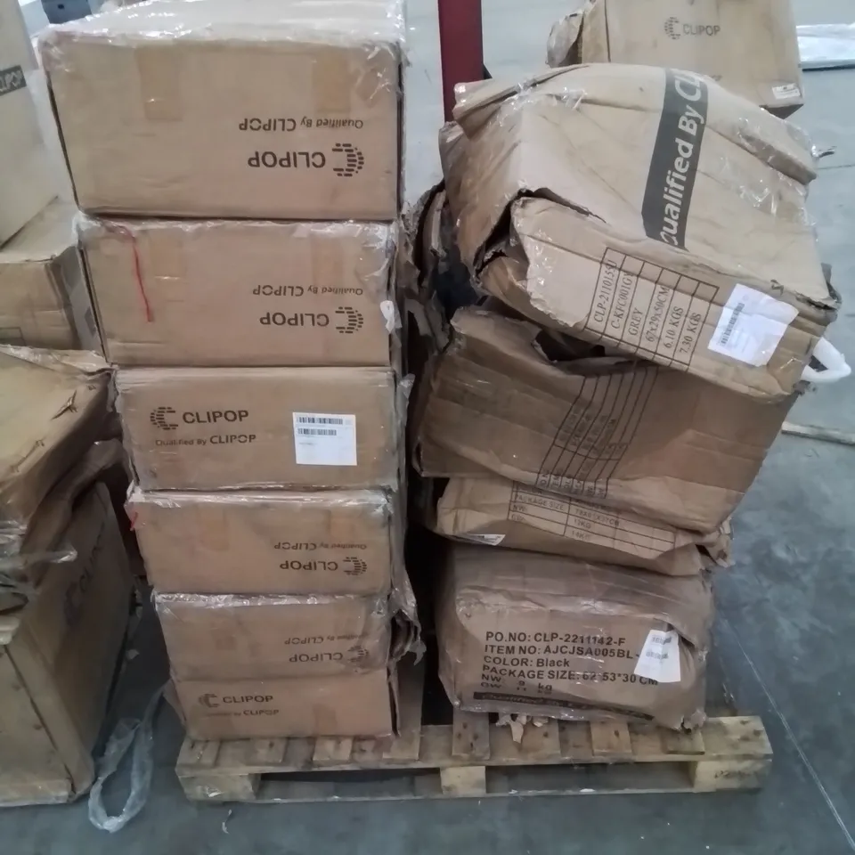 A PALLET OF VARIOUS FURNITURE PARTS AND CUSHIONS 