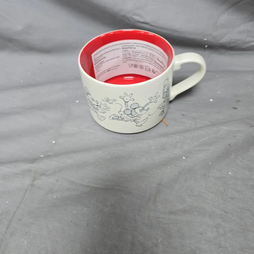 DISNEY MUG, MICKEY MOUSE – WHITE CERAMIC WITH RED INTERIOR AND CHARACTER DESIGN