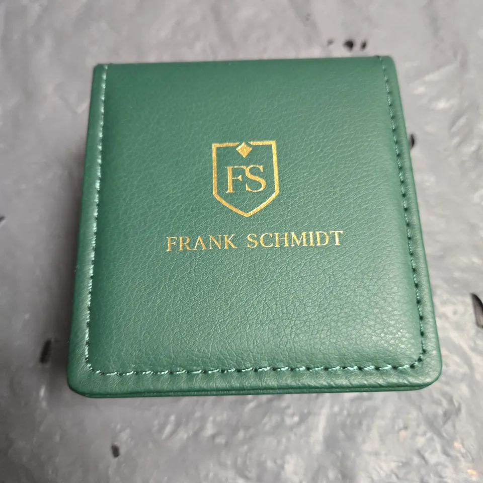 FRANK SCHMIDT FS WRISTWATCH WITH BLACK LEATHER STRAP – BOXED