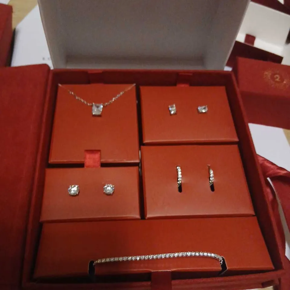 DIAMONIQUE 8CT TW 5 DAYS OF CHRISTMAS ADVENT BOX STERLING SILVER 