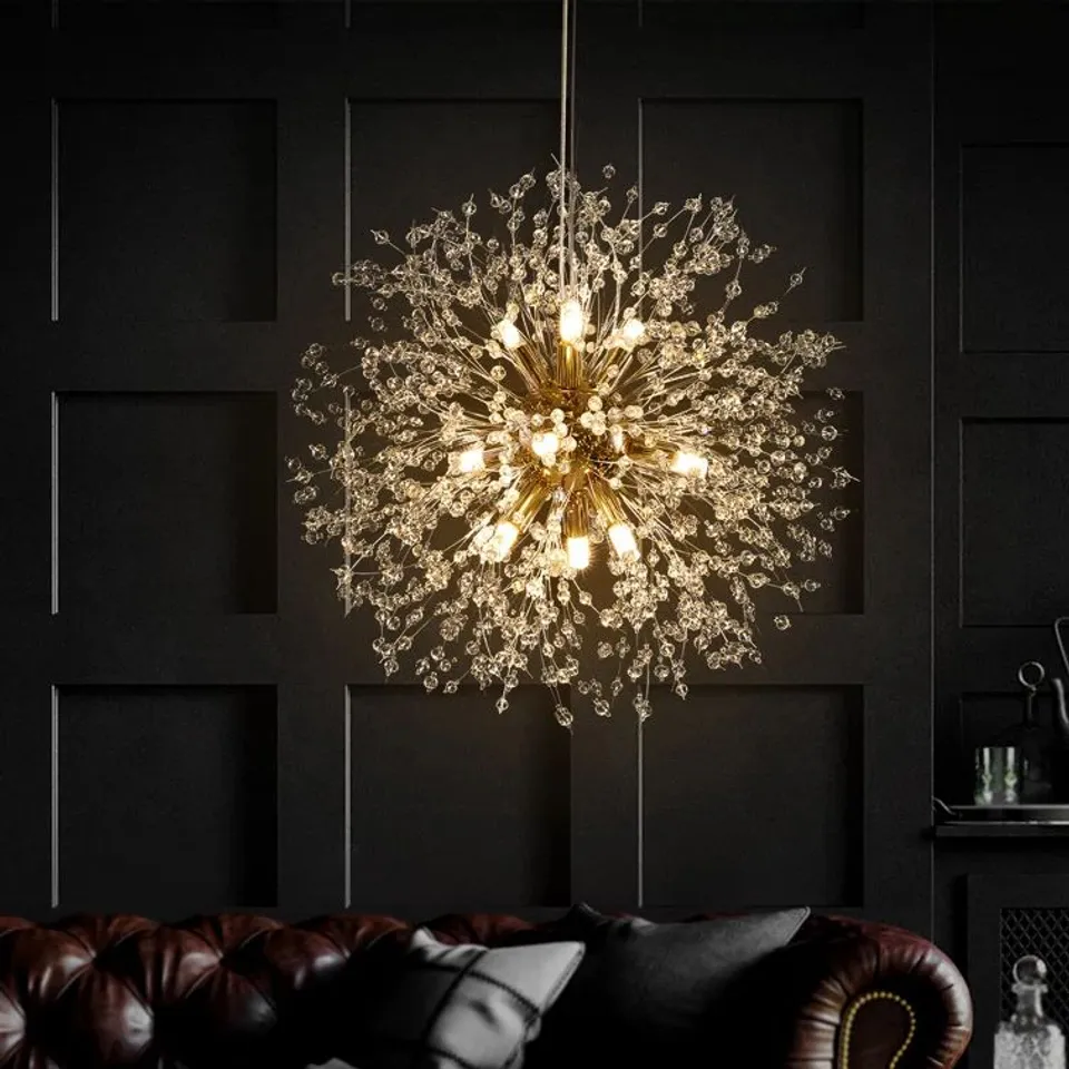 BOXED DANDELION 9-LIGHT SPUTNIK CRYSTAL CHANDELIER (1 BOX)