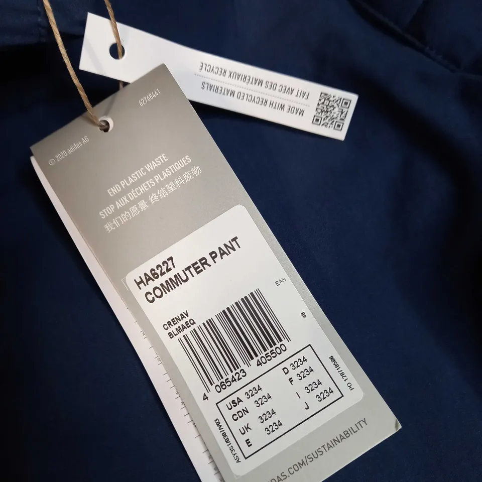 ADIDAS NAVY COMMUTER PANT - SIZE W32/L34