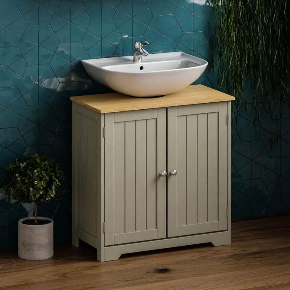 BOXED MILANO 60cm W 60cm H 30cm D UNDER VANITY BASE - GREY & OAK (1 BOX)