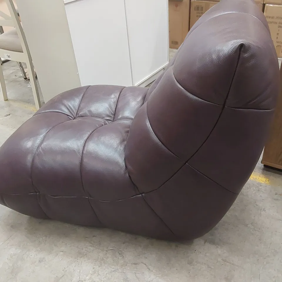 DESIGNER FAUX LEATHER PURPLE LOUNGER CHAIR