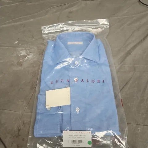 LUCA FALONI LIGHT BLUE BRUSHED COTTON SHIRT – SLIM FIT UK 40 (EU 40)