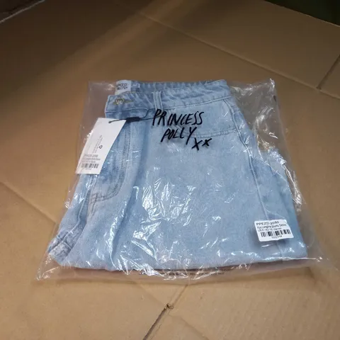 PACKAGED PRINCESS POLLY LONGLINE DENIM SHORTS - SIZE 12