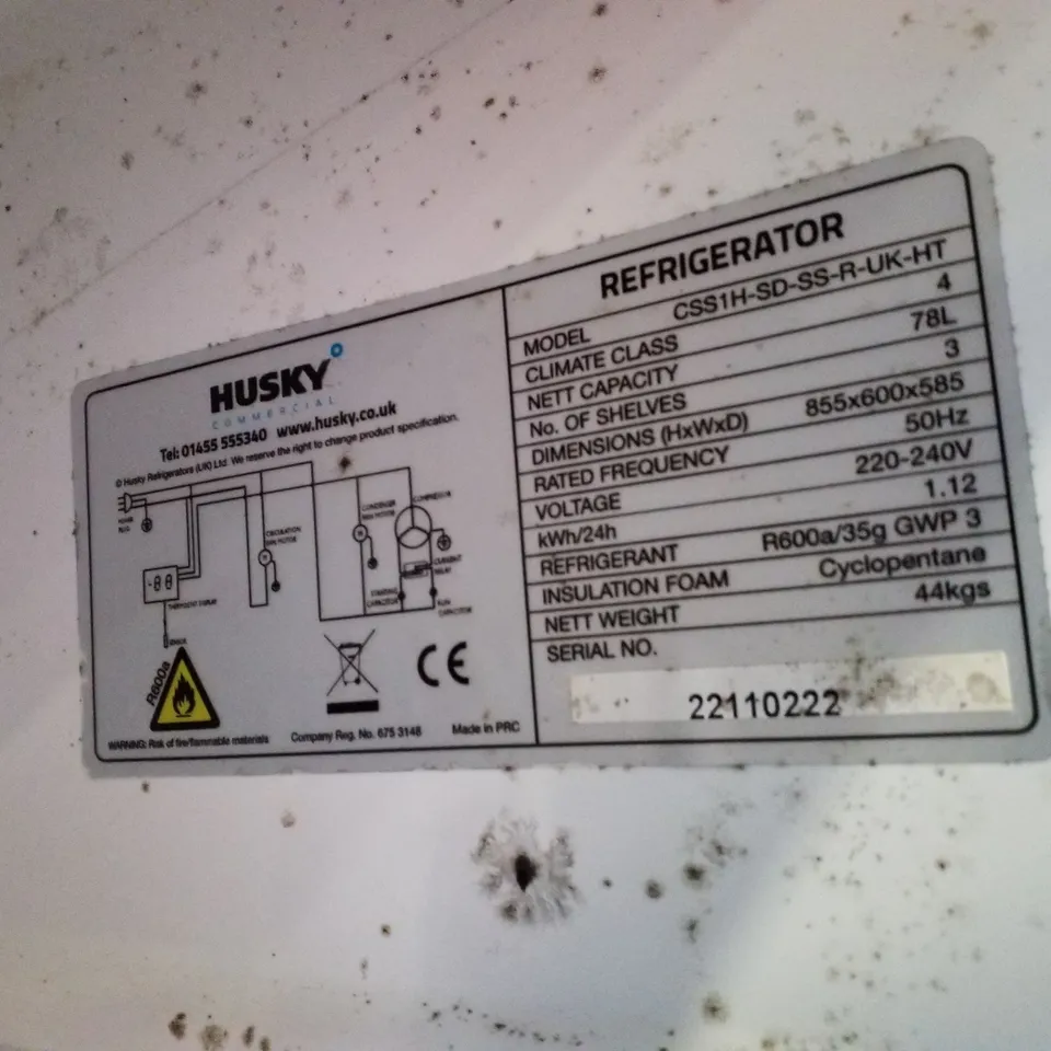 HUSKY CSS1H-SD-SS-R-UK-HT UNDER COUNTER COMMERCIAL FRIDGE