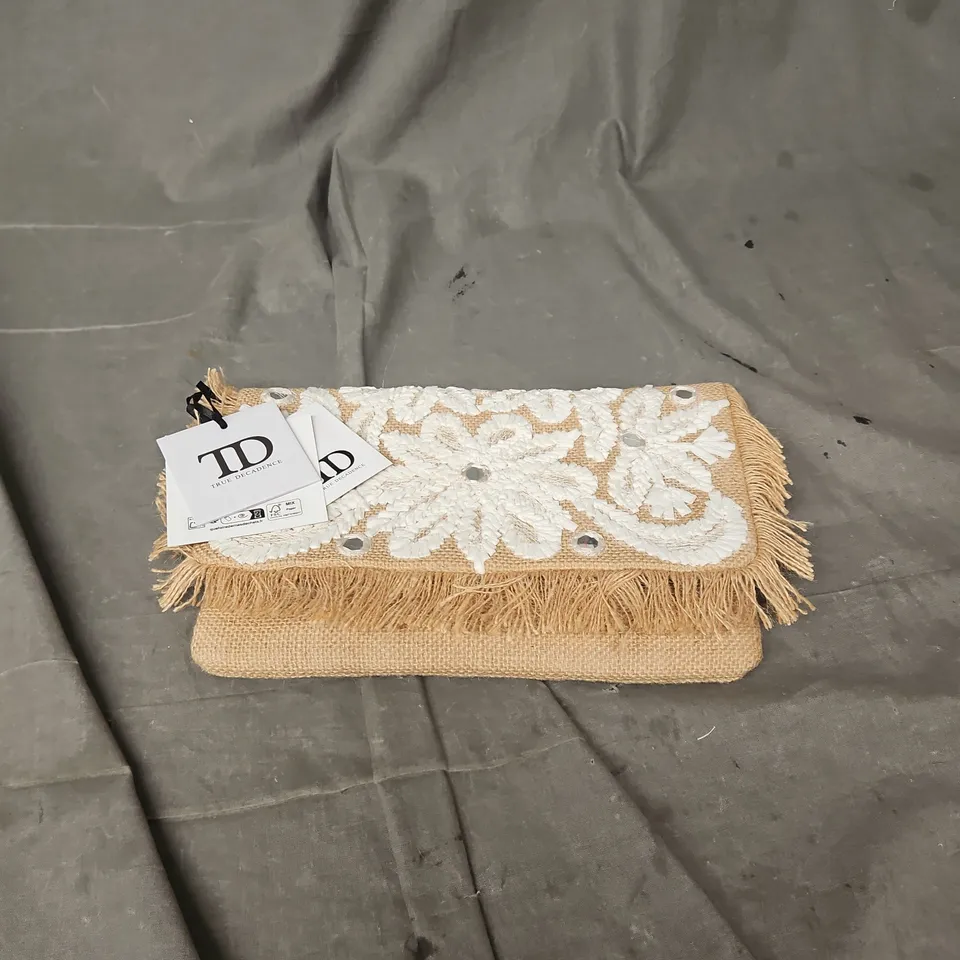 TRUE DECADENCE FRINGE CLUTCH BACK IN BROWN ONE SIZE