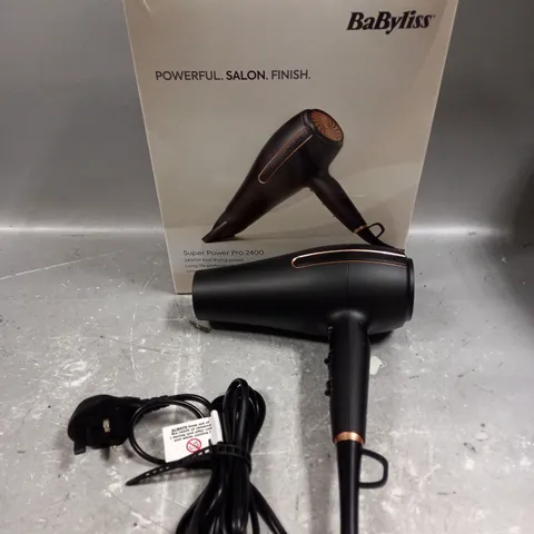 BOXED BABYLISS SUPER POWER PRO 2400 HAIR DRYER IN BLACK