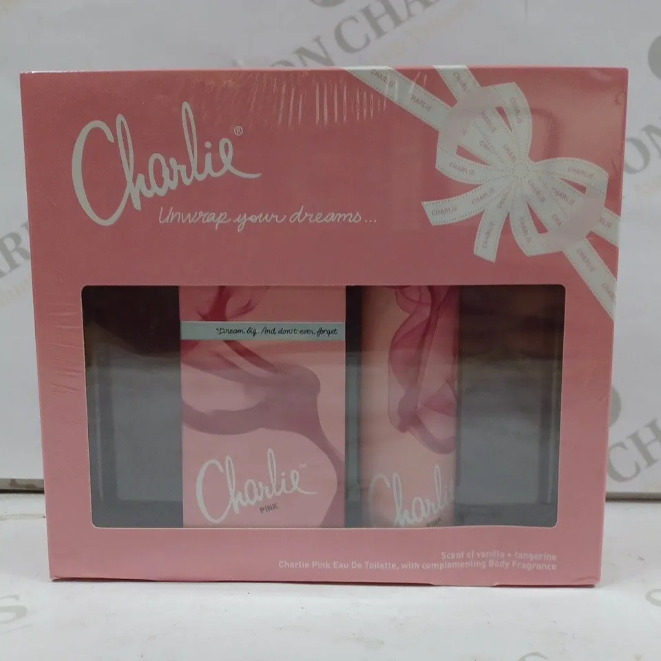 BOX OF APPROX 15 REVLON CHARLIE PINK GIFT SETS