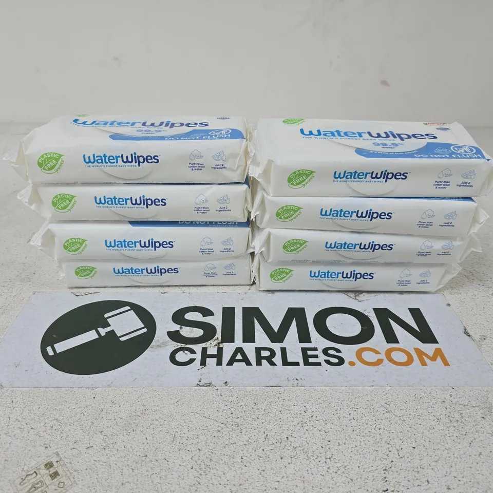 LOT OF 8 PACKS OF WATER WIPES BABY WIPES 60 WIPES PER PACK