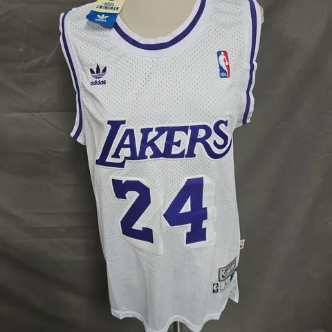LAKERS REPLICA BASKETBALL JERSEY IN WHITE/PURPLE SIZE L