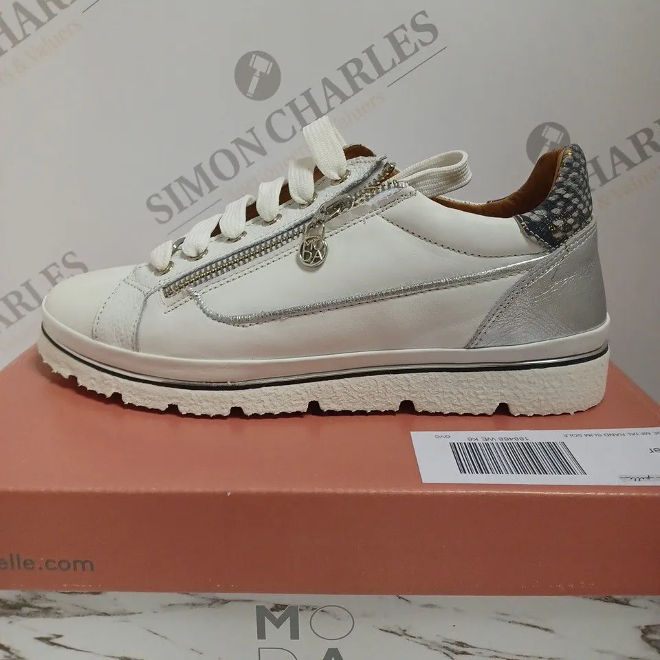 BOXED MODA IN PELLE ARIELA TRAINERS, WHITE - SIZE 6