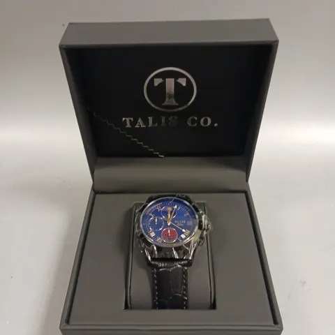 MENS TALIS CO 7120 CHRONOGRAPH WATCH β MOON PHASE MOVEMENT β GENUINE LEATHER STRAP