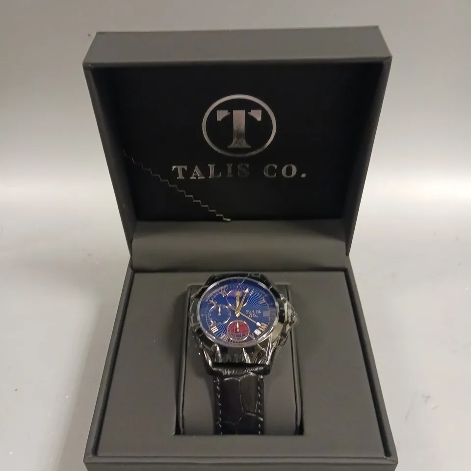 MENS TALIS CO 7120 CHRONOGRAPH WATCH – MOON PHASE MOVEMENT – GENUINE LEATHER STRAP