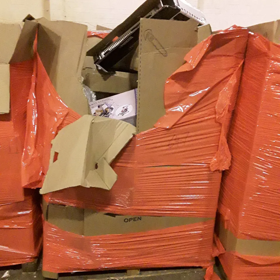 PALLET CONTAINING ASSORTED HOUSEHOLD PRODUCTS INCLUDING ROLL STROLLER, MATTRESS PROTECTOR, INFLATABLE MATTRESS, LADDER UNIT, HEATER ETC