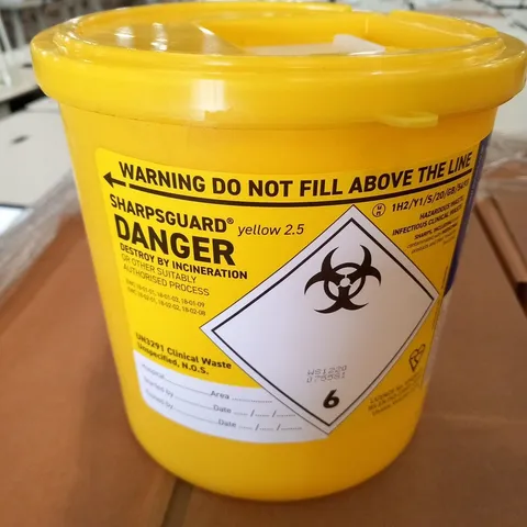APPROXIMATELY 48 SHARPSGUARD YELLOW 2.5 CLINICAL WASTE BINS