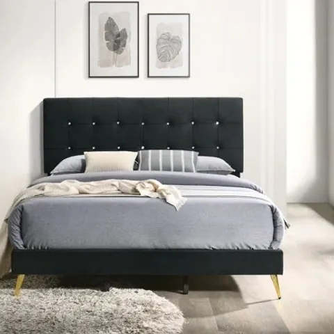 BOXED MARCELLA UPHOLSTERED BED - BLACK // SIZE: KING (1 BOX)