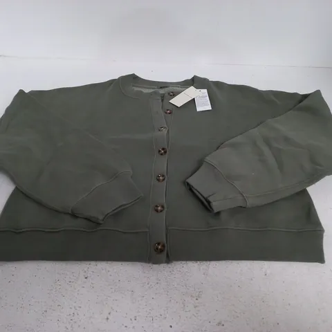 ABERCROMBIE & FITCH BUTONED CARDIGAN – OLIVE GREEN - SIZE M
