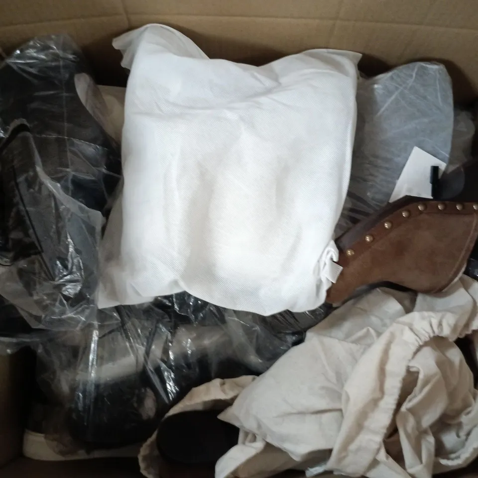 APPROXIMATELY 20 ASSORTED PAIRS OF SHOES AND FOOTWEAR ITEMS IN VARIOUS STYLES AND SIZES TO INCLUDE BRANDS SUCH AS ZARA, REDFISH, M&S, ETC