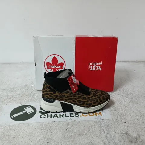 BOXED RIEKER LEOPARD PRINT SLIP-ON SHOES β WOMENβS - EUR 39