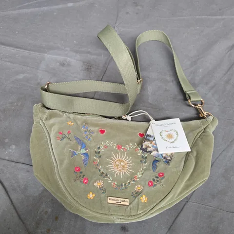 ELIZABETH SCARLETT OLIVE VELVET CROSSBODY BAG