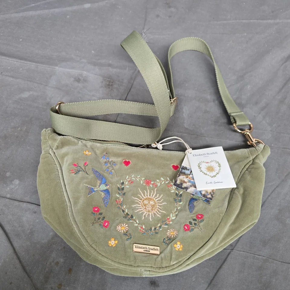 ELIZABETH SCARLETT OLIVE VELVET CROSSBODY BAG