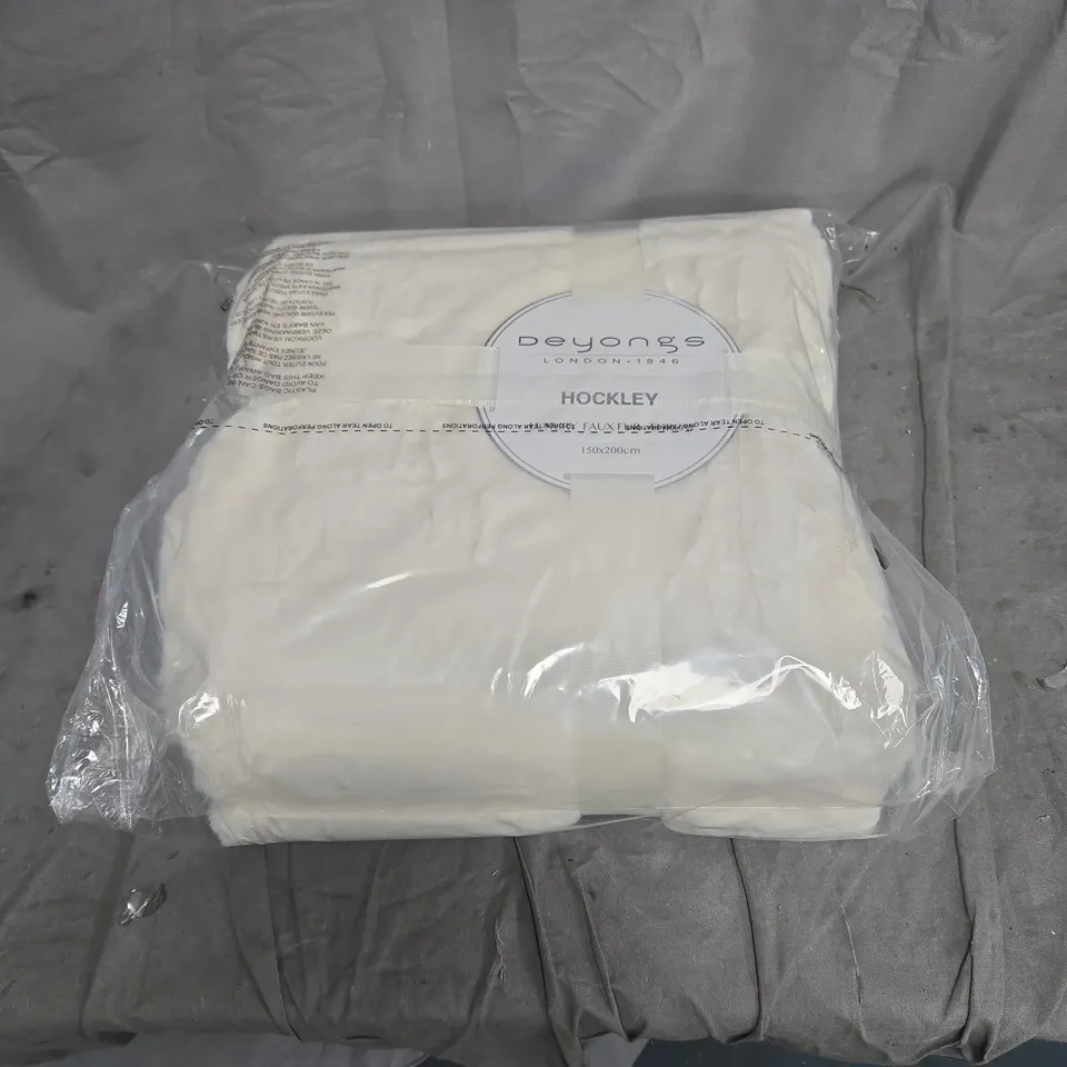 DEYONGS LUXURY FAUX FUR THROW – CREAM 150X200CM