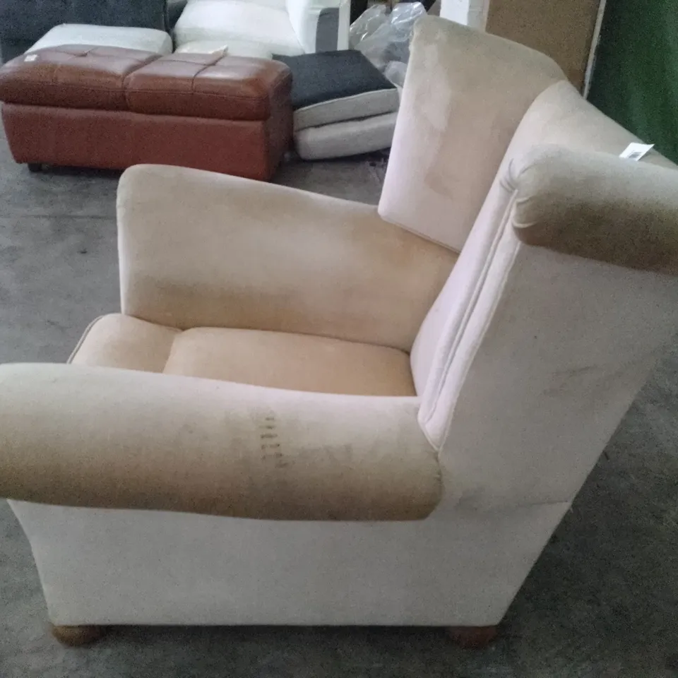 QUALITY DESIGNER ARMCHAIR - BEIGE FABRIC 