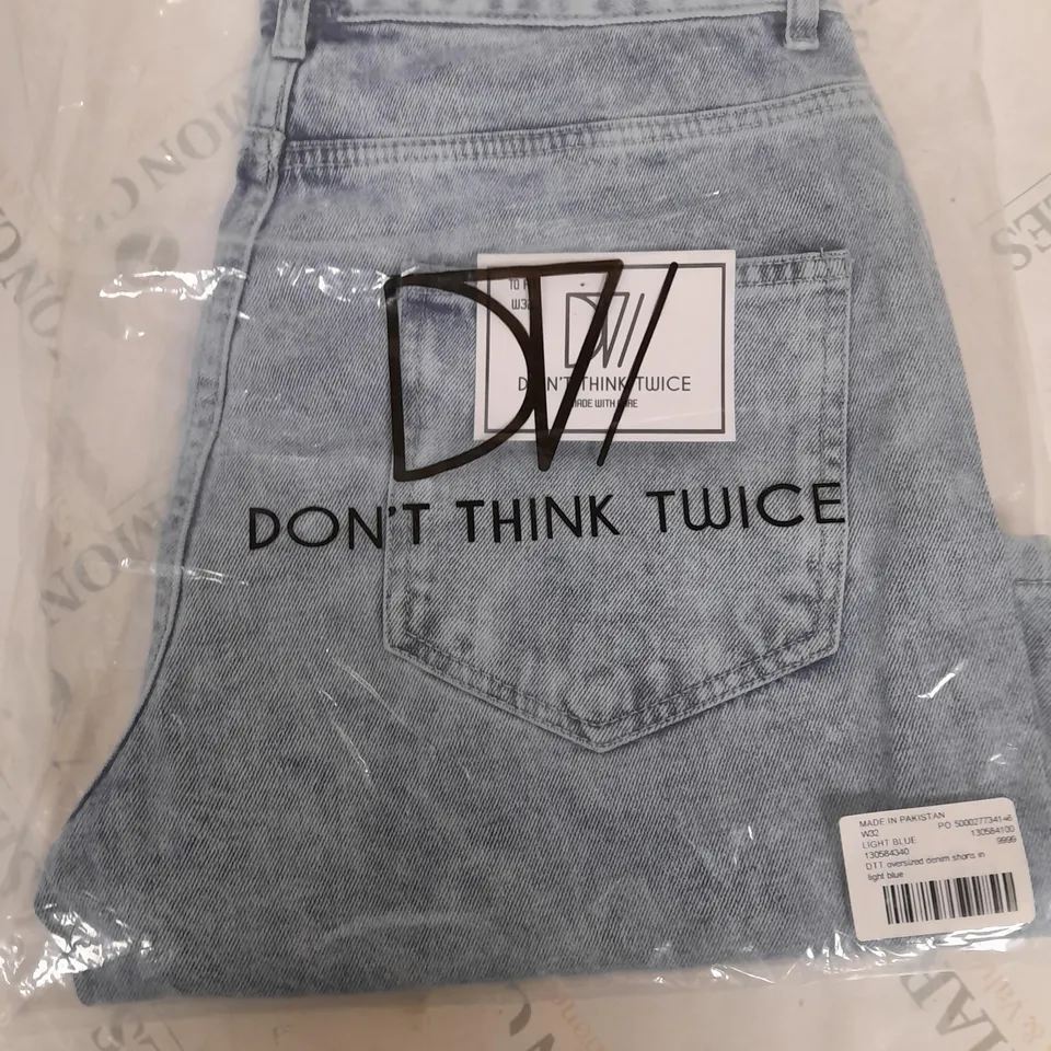 BAGGED DONT THINK TWICE OVERSIZED DENIM SHORTS - W32