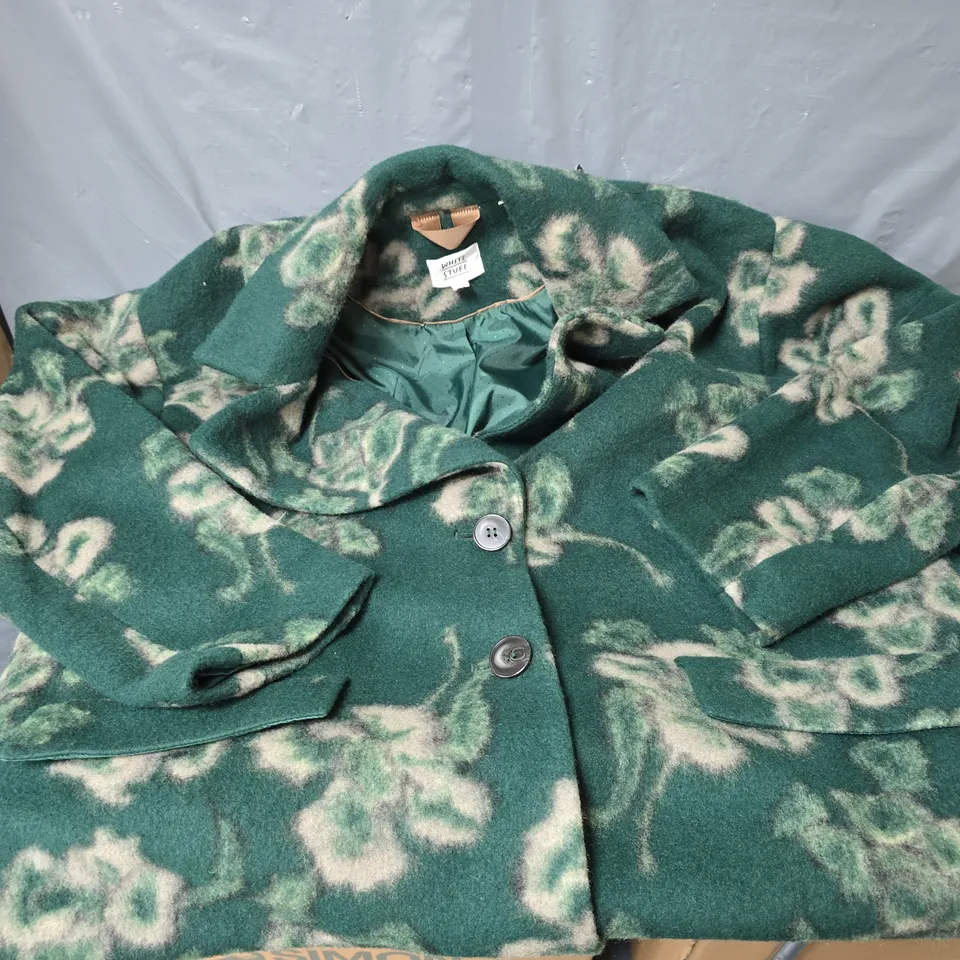 WHITE STUFF LARA FLORAL COAT - GREEN - UK 22R