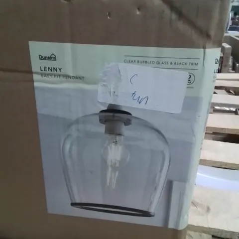 BOXED LENNY EASY FIT PENDENT CLEAR BUBBLED GLASS AND BLACK TRIM