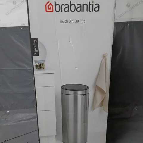 BOXED BRABANTIA 30-LITRE TOUCH BIN IN CONFIDENT GREY