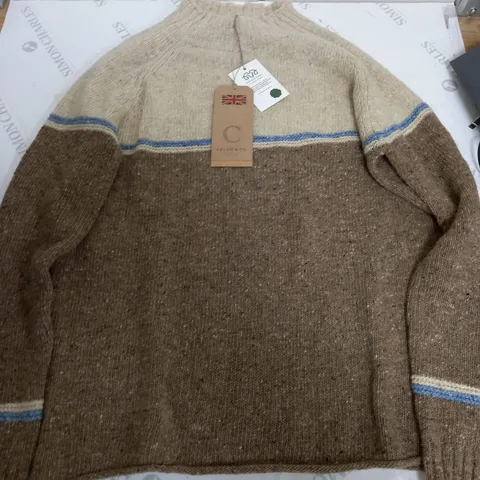CELTIC & CO FLECKED FUNNEL NECK JUMPER ON OATMEAL COLOURBLOCK - LARGE