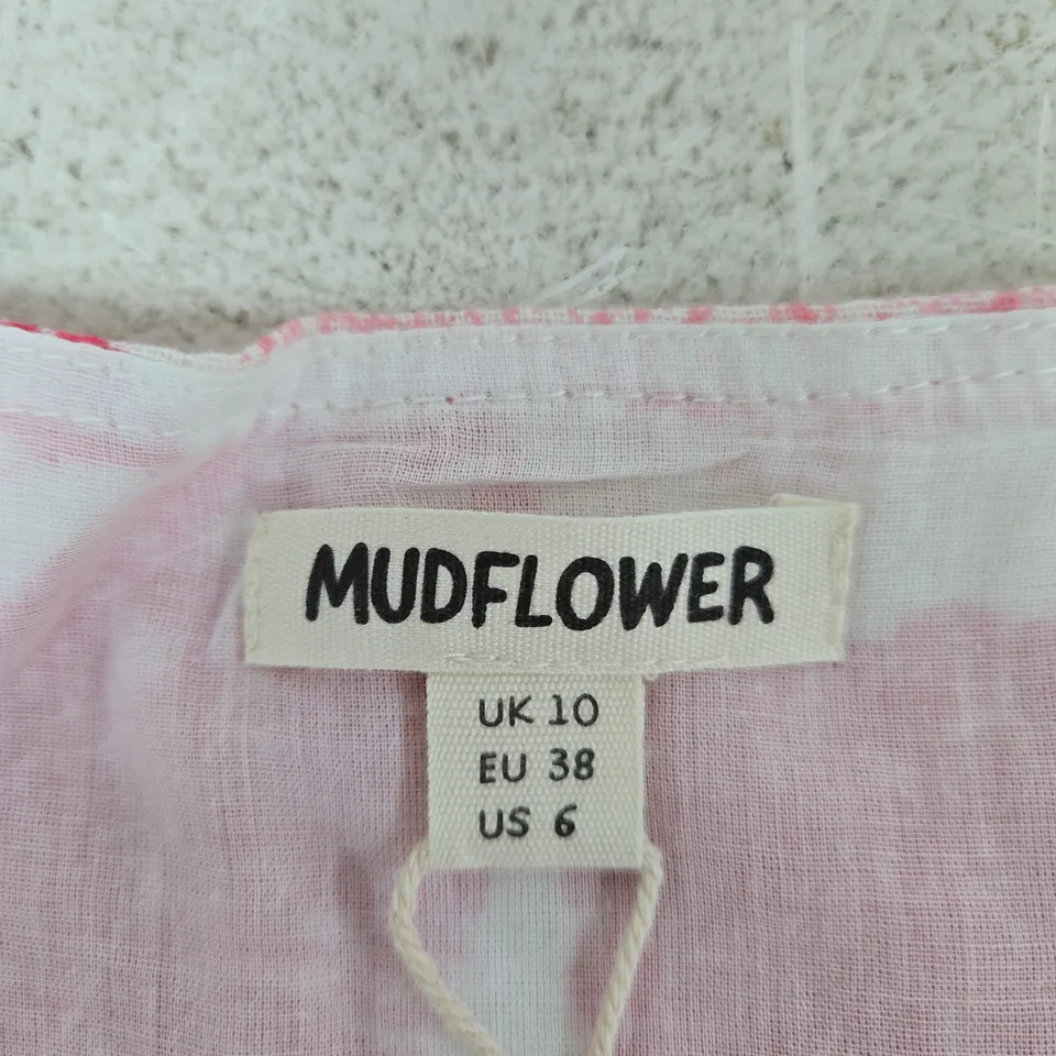 MUDFLOWER WOMEN'S DRESS – PINK LEAF PRINT, UK 10 (EU 38, US 6)
