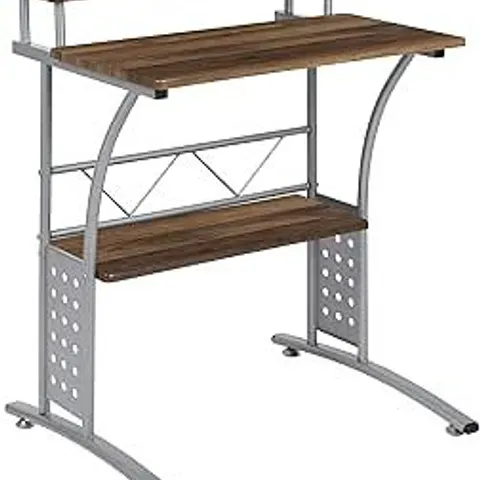 BOXED FLASH CLIFTON COMPUTER DESK, TOP/LOWER STORAGE, WALNUT - NAN-CLIFTON-RU (1 BOX)