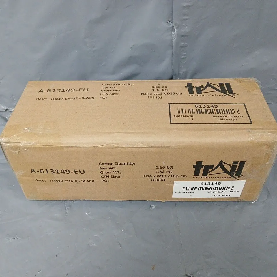 BOXED TRAIL LEISURE HAWK CHAIR IN BLACK