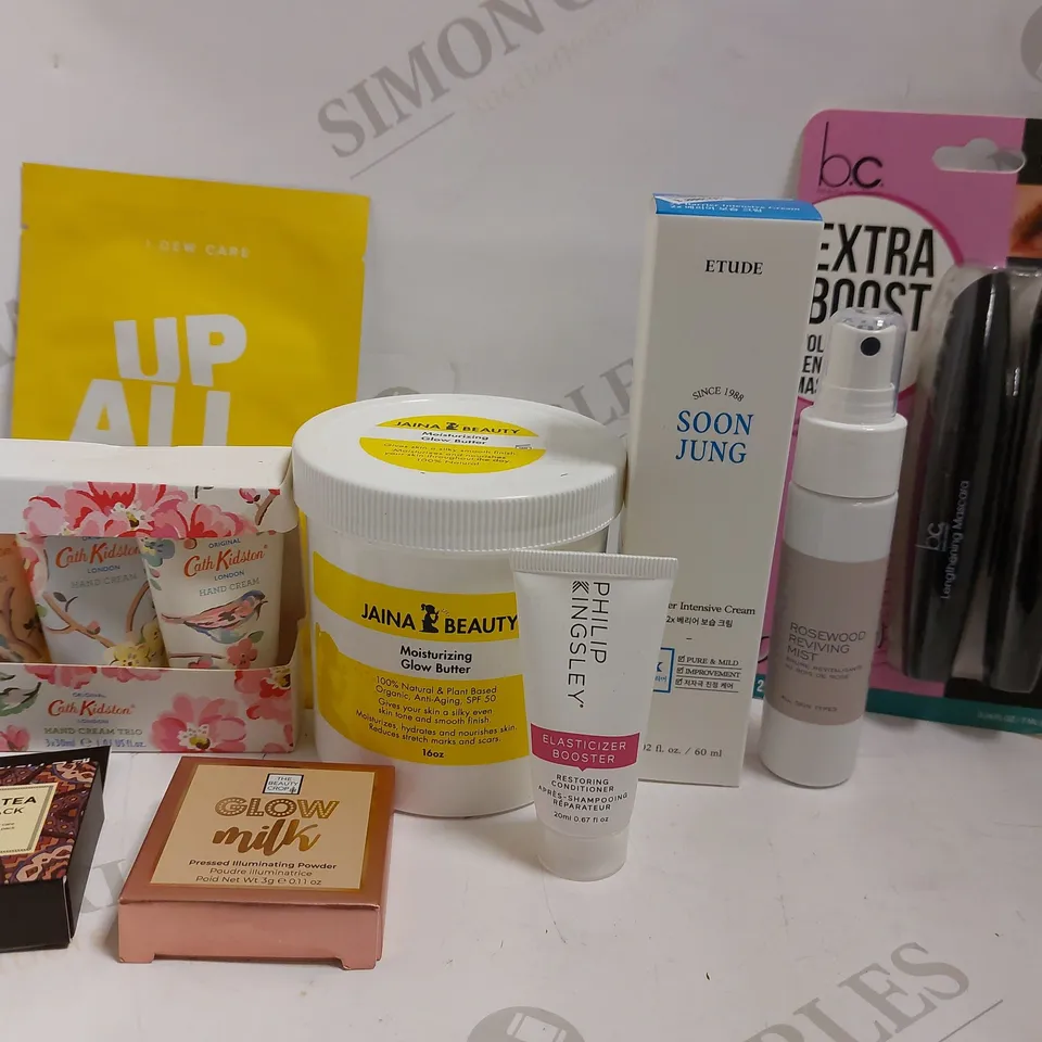 BOX OF APPROX 20 COSMETIC ITEMS TO INCLUDE SOON JUNG BARRIER CREAM, CATH KIDSTON HAND CREAM, JAINA BEAUTY GLOW BUTTER