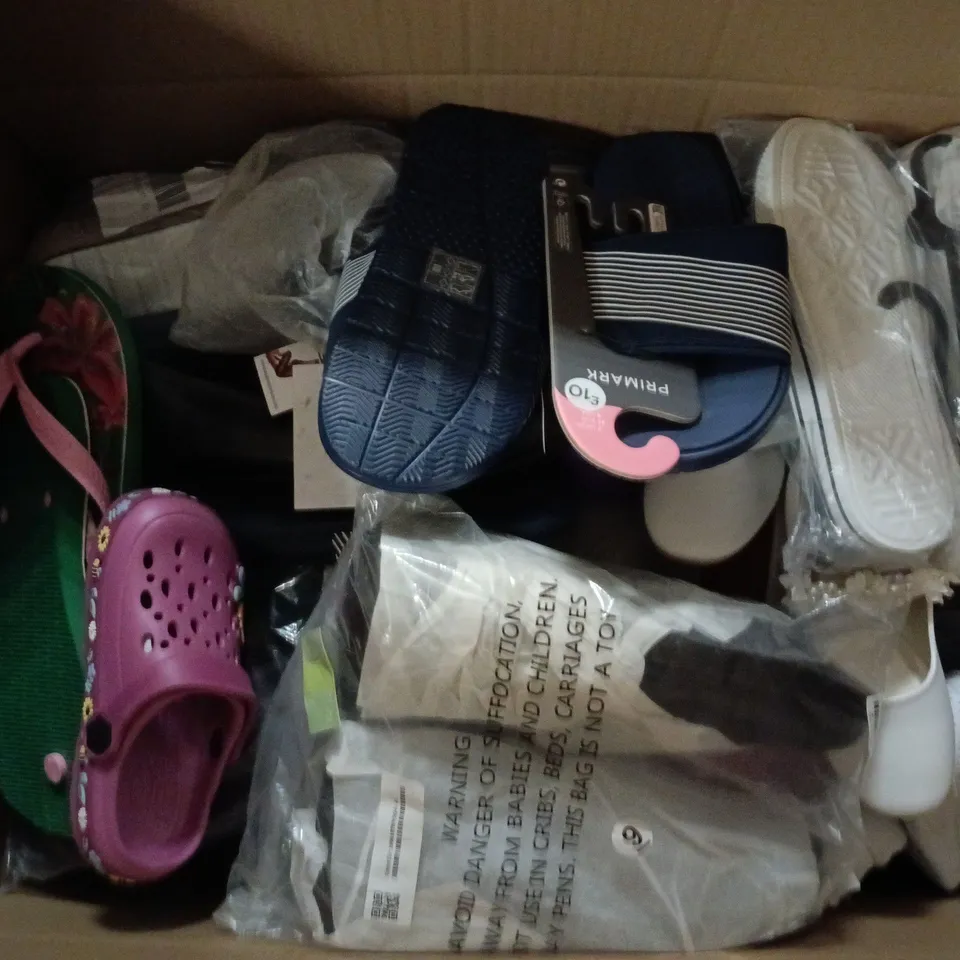 APPROXIMATELY 20 ASSORTED PAIRS OF SHOES AND FOOTWEAR ITEMS IN VARIOUS STYLES AND SIZES TO INCLUDE BRANDS SUCH AS MONSOON, HAVAIANAS, PRIMARK, ETC - COLLECTION ONLY