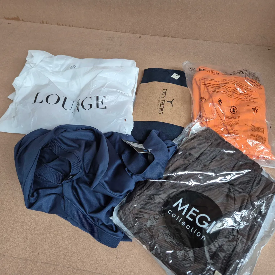 APPROXIMATELY 40 ASSORTED CLOTHING ITEMS IN VARIOUS SIZES, STYLES & COLOURS TO INCLUDE BRANDS SUCH AS LOUNGE, MEGI COLLECTION, OX, ETC - COLLECTION ONLY